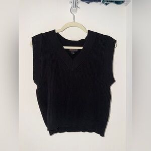 Black V-Neck Knit Sweater Vest